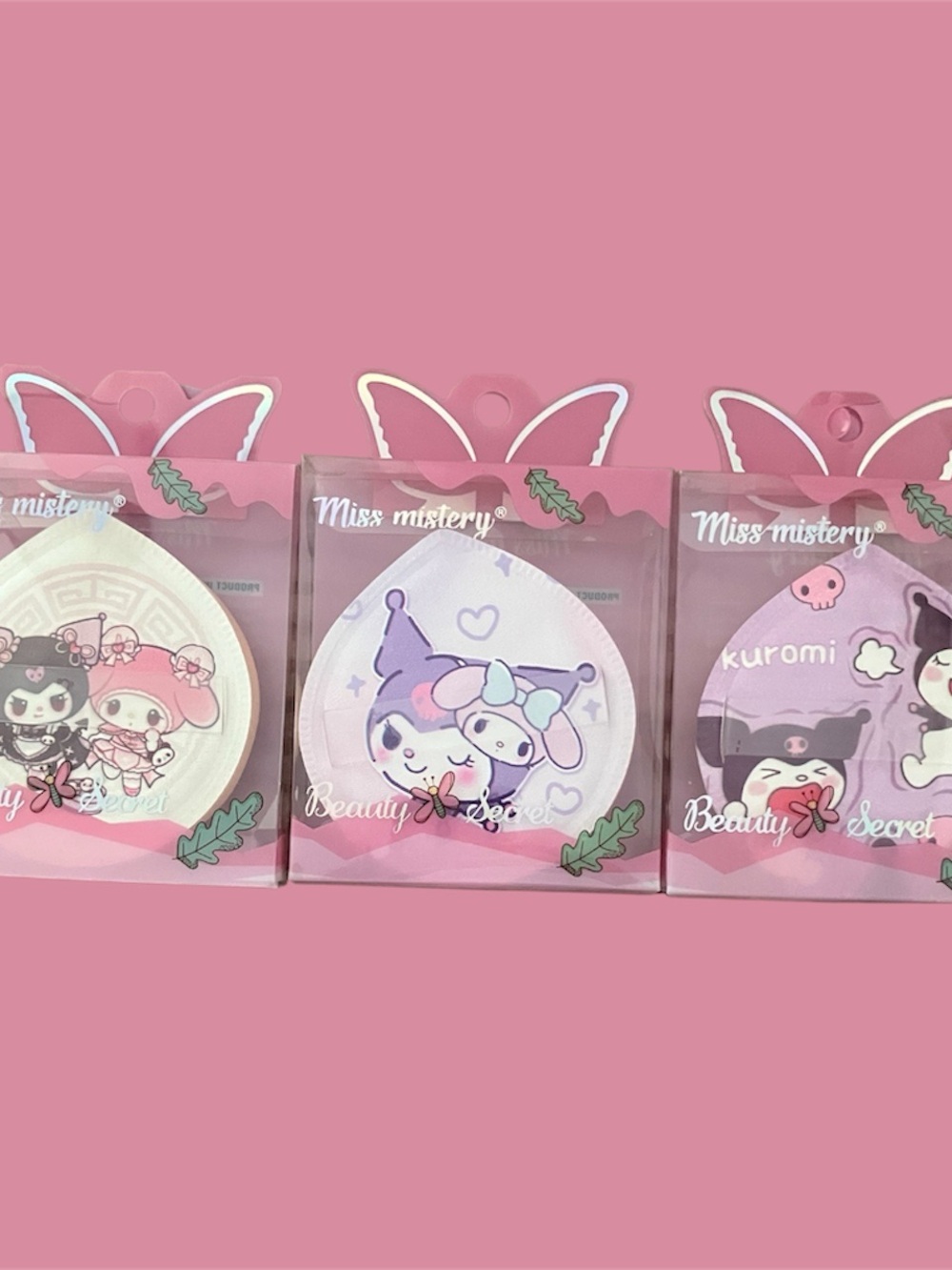 Miss Mistery Purple Makeup Sponge Set of 3 Puffs - Cute Character Beauty Tool